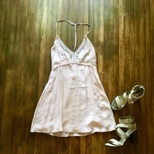 T-strap Backless Peach Dress